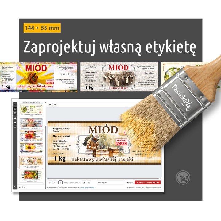 Samoprzylepne etykiety personalizowane 144x55 mm (100 szt.)