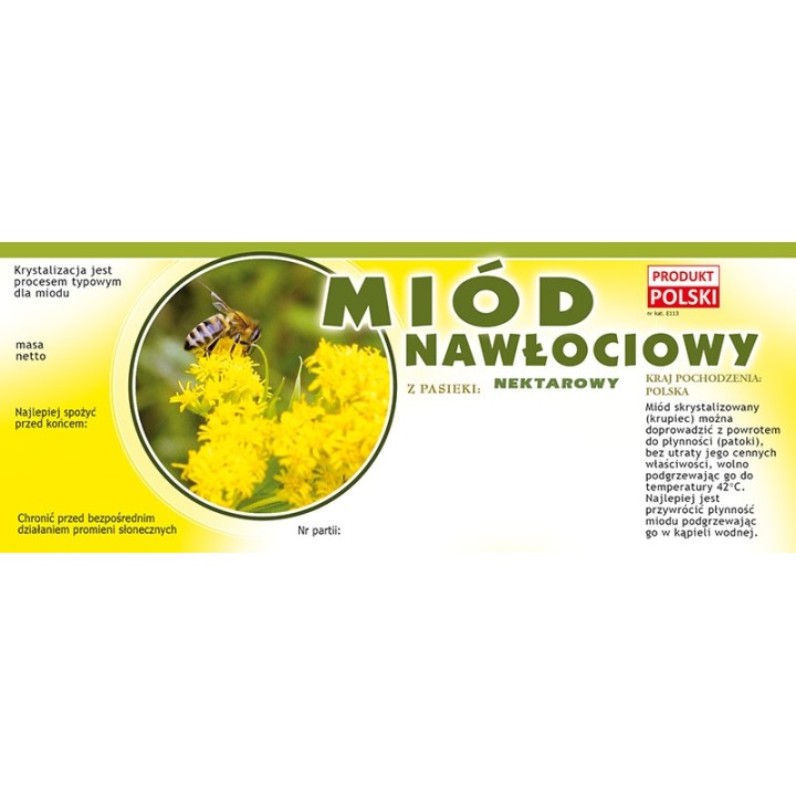 Paczka dużych etykiet na miód nawłociowy (100szt)