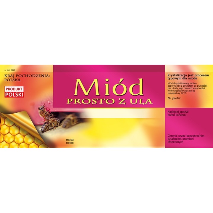 Paczka dużych etykiet na miód prosto z ula