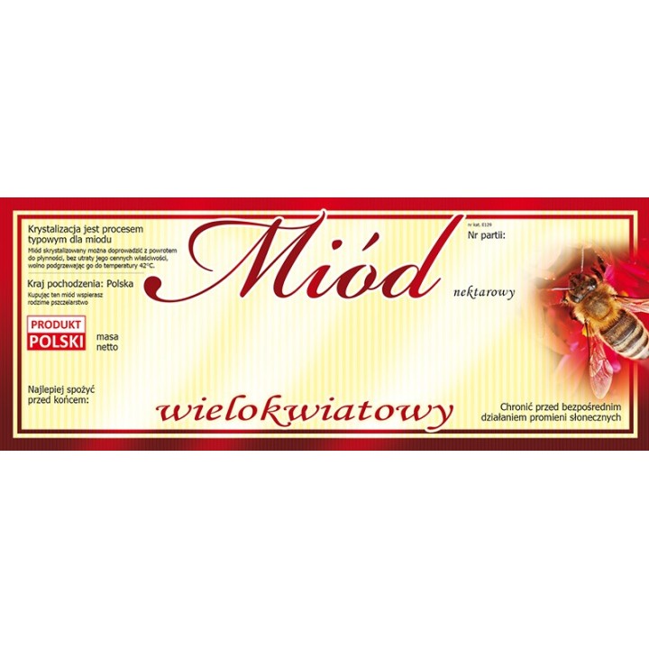 Paczka dużych etykiet na miód wielokwiatowy (100szt)