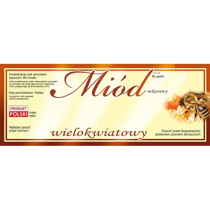 Paczka dużych etykiet na miód wielokwiatowy (100szt)