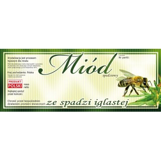 Paczka dużych etykiet na miód ze spadzi iglastej (100szt)