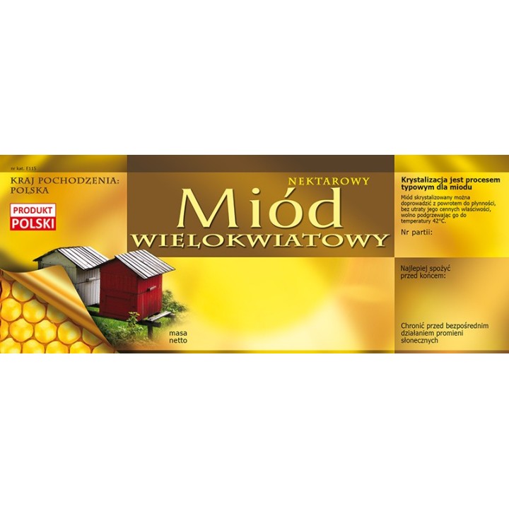 Paczka dużych etykiet na miód wielokwiatowy