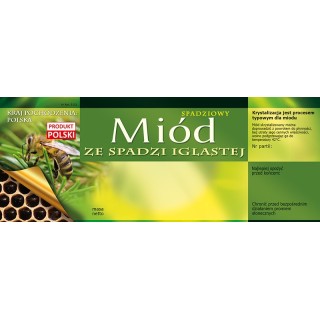 Paczka dużych etykiet na miód ze spadzi iglastej