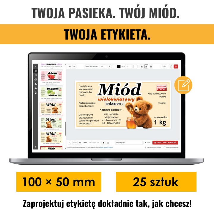 Samoprzylepne etykiety personalizowane 100x50 mm (25 szt.)