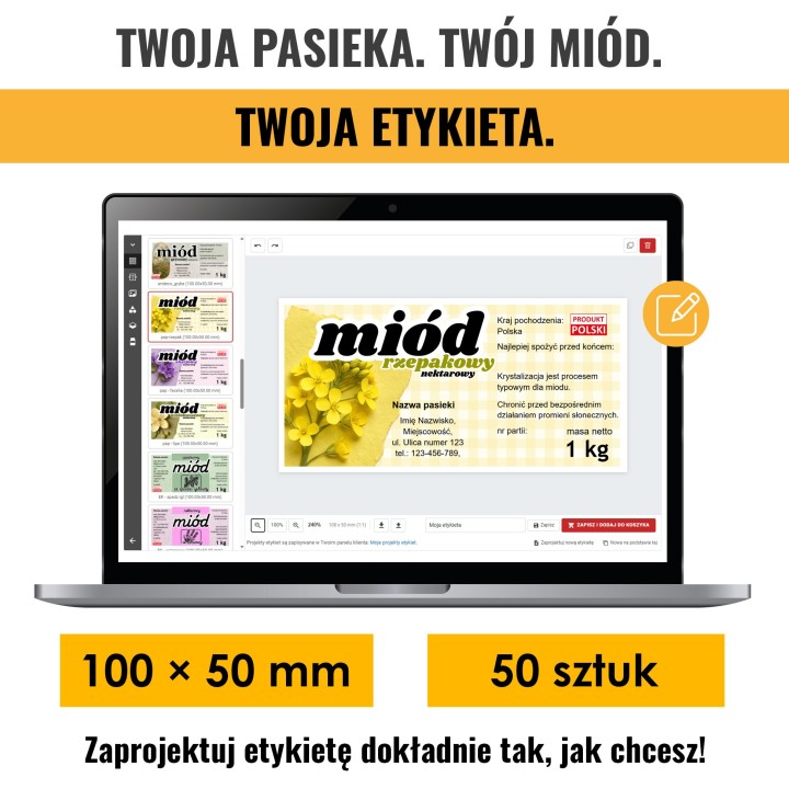 Samoprzylepne etykiety personalizowane 100x50 mm (50 szt.)