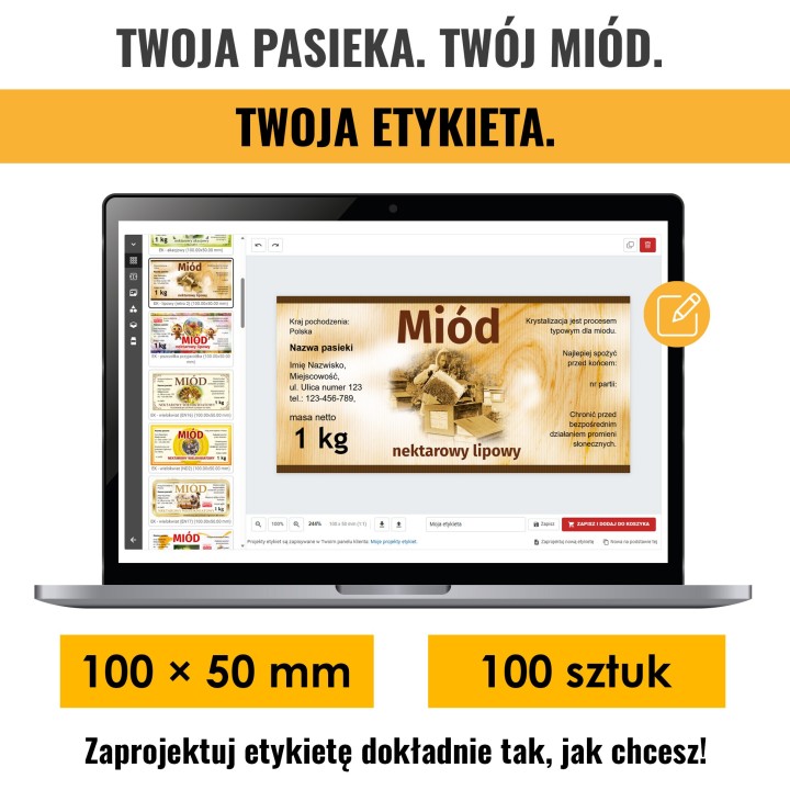 Samoprzylepne etykiety personalizowane 100x50 mm (100 szt.)
