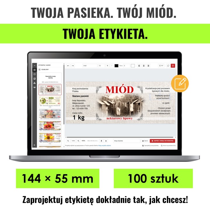 Samoprzylepne etykiety personalizowane 144x55 mm (100 szt.)