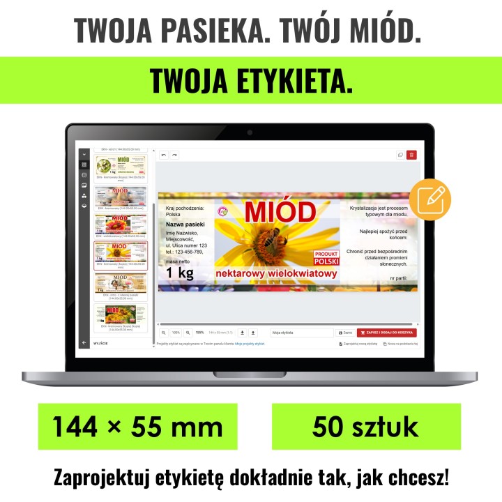 Samoprzylepne etykiety personalizowane 144x55 mm (50 szt.)