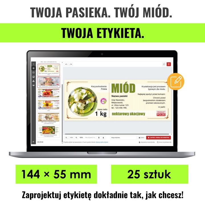 Samoprzylepne etykiety personalizowane 144x55 mm (25 szt.)