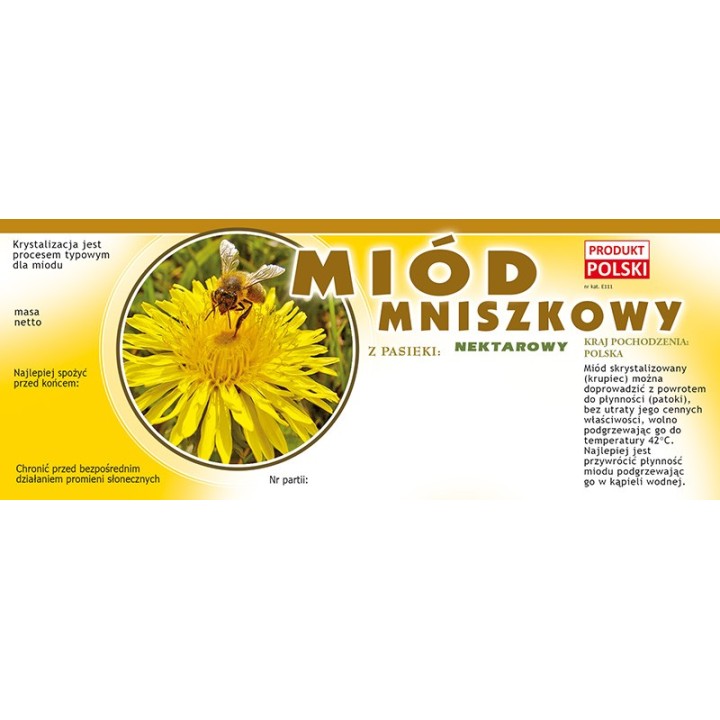 Paczka dużych etykiet na miód mniszkowy