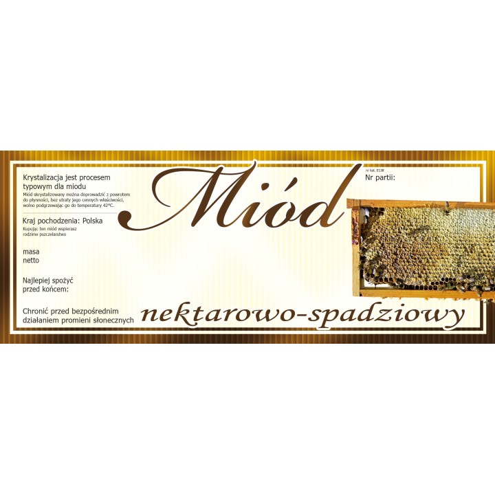 Paczka dużych etykiet na miód nektarowo-spadziowy (100szt)