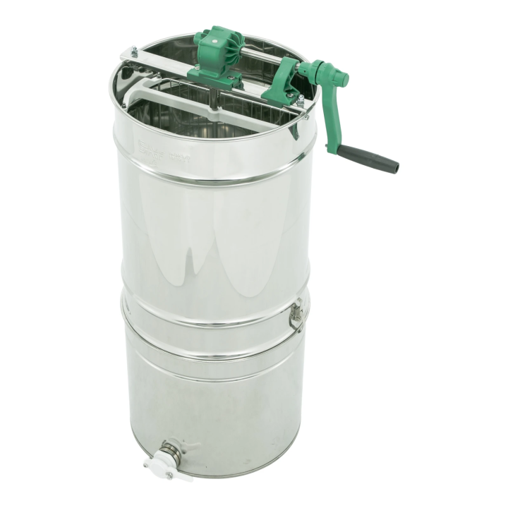 Miodarka diagonalna 2-ramkowa Ø420 mm, ramka: D, ręczna, z odstojnikiem 50 kg i sitem – COMPATTO - SN_350