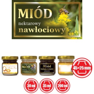 Paczka małych etykiet ze złoceniem (miód nawłociowy) 10szt - wzór EM52