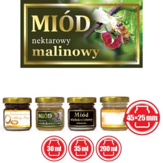 Paczka małych etykiet ze złoceniem (miód malinowy) 10szt - wzór EM54