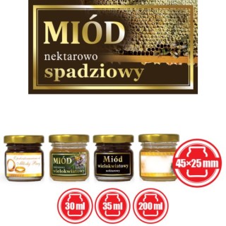 Paczka małych etykiet ze złoceniem (miód nektarowo-spadziowy) 10szt - wzór EM56