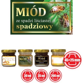 Paczka małych etykiet ze złoceniem (miód ze spadzi liściastej) 10szt - wzór EM58