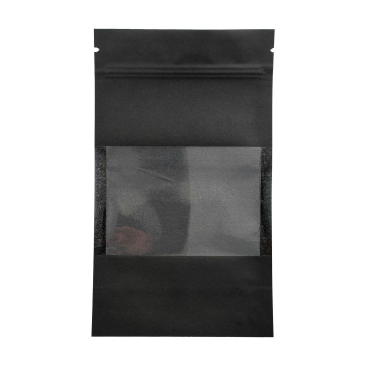 Doypack papierowy czarny matowy z oknem 500ml