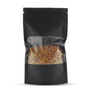 Doypack papierowy czarny matowy z oknem 500ml