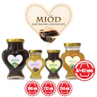 Paczka etykiet serduszek na miód nektarowo-spadziowy 47mm x 42mm (50szt) - wzór ES4