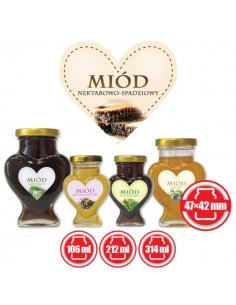 Paczka etykiet serduszek na miód nektarowo-spadziowy 47mm...