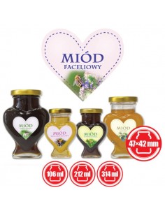 Paczka etykiet serduszek na miód faceliowy 47mm x 42mm...