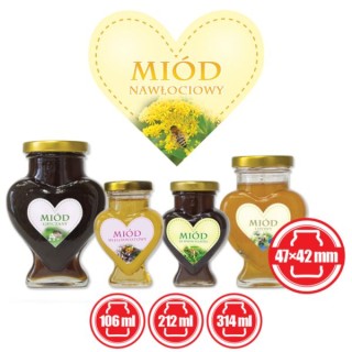 Paczka etykiet serduszek na miód nawłociowy 47mm x 42mm (50szt) - wzór ES16