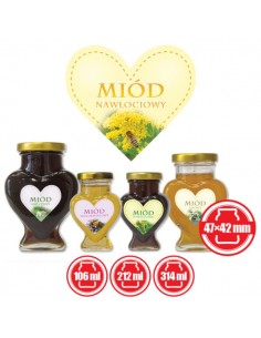 Paczka etykiet serduszek na miód nawłociowy 47mm x 42mm...