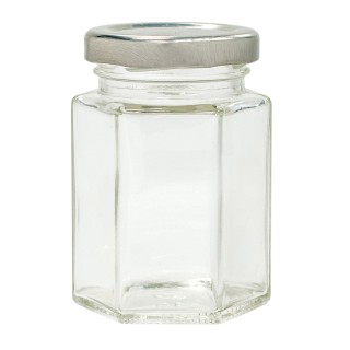 Paczka 12 szt słoiczków sześciokątnych 110 ml z nakrętkami -  wzór A43