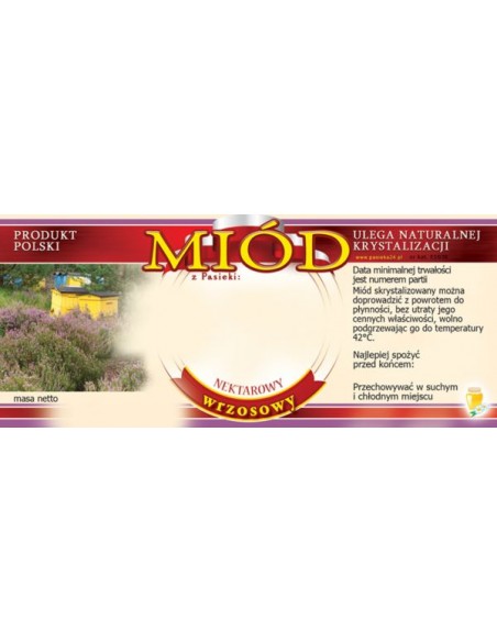 Paczka etykiet na miód wrzosowy (100szt) - wzór E1038