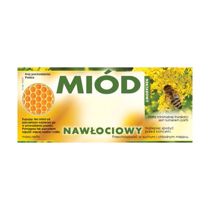 Paczka etykiet na miód nawłociowy (100szt) - wzór E1033