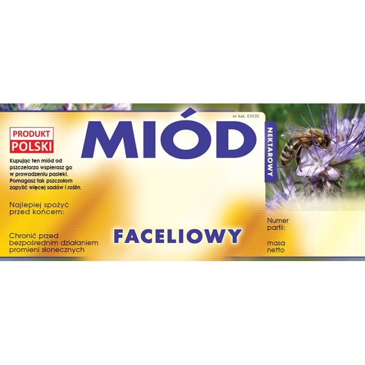 Paczka etykiet na miód faceliowy (100szt) - wzór E1035