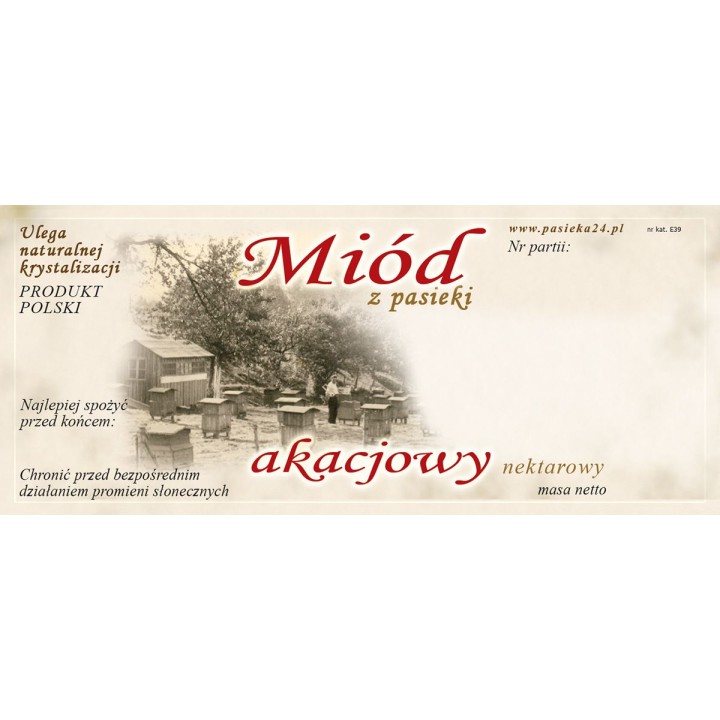 Paczka etykiet na miód akacjowy - wzór E39