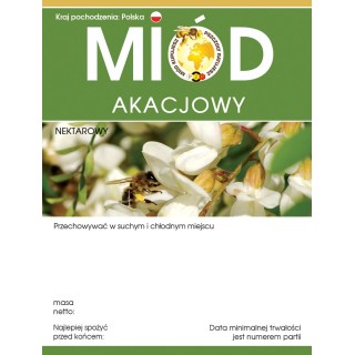 Paczka etykiet z logo akcji na miód akacjowy (100szt) - wzór E613LOGO