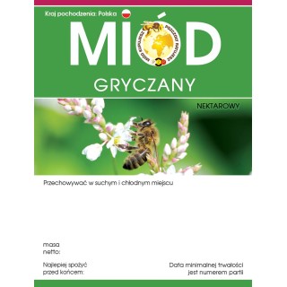 Paczka etykiet z logo akcji na miód gryczany (100szt) - wzór E615LOGO