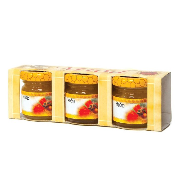 Pudełko na 3 słoiki  50g, wraz z mini etykietkami (10szt) - wzór P3b