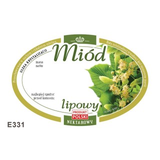 Paczka etykiet owalnych na miód lipowy (100szt) - wzór E331