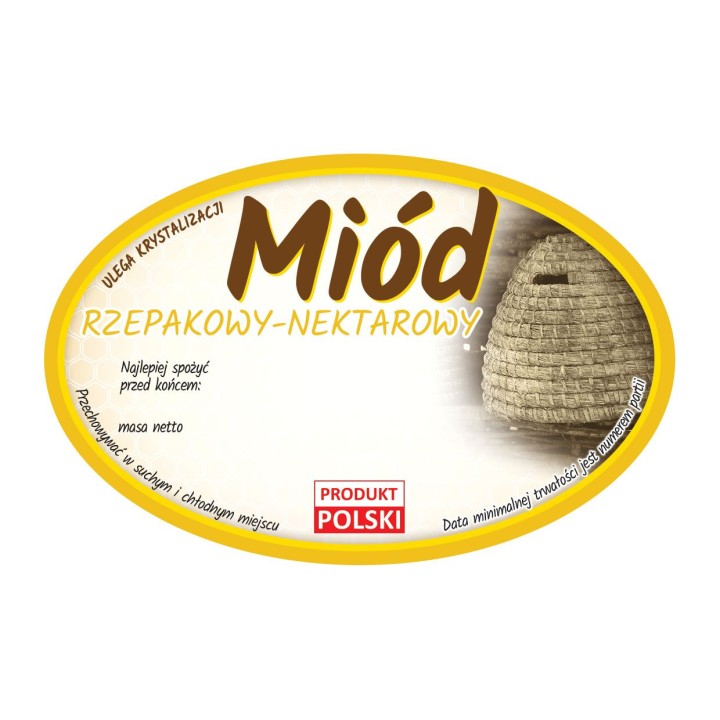 Paczka etykiet owalnych na miód rzepakowy (100szt) - wzór E364