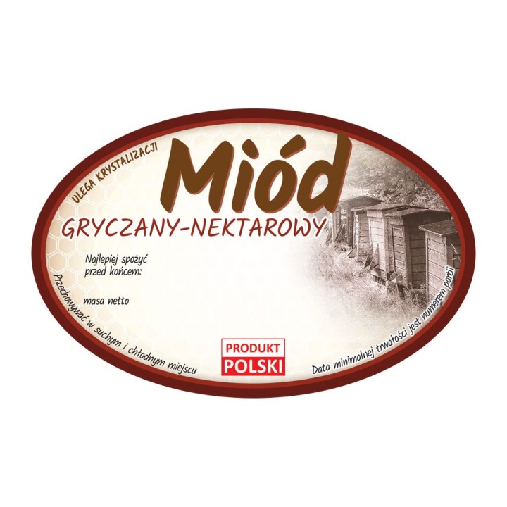 Paczka etykiet owalnych na miód gryczany (100szt) - wzór E365