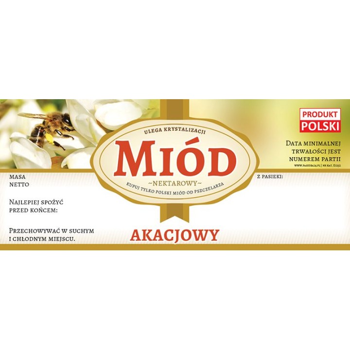 Paczka etykiet na miód akacjowy (100szt) - wzór E1252