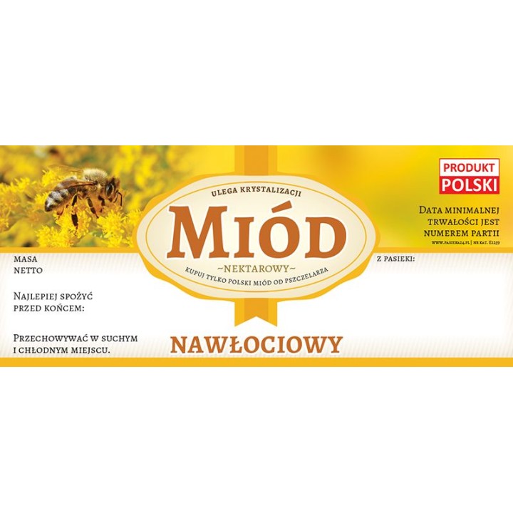 Paczka etykiet na miód nawłociowy (100szt) - E1259
