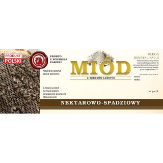 Paczka dużych etykiet na miód nektarowo-spadziowy (100szt) - wzór E167