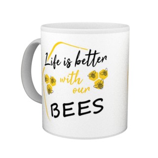 Kubek z motywem pszczelarskim "LIFE IS BETTER WITH OUR BEES" - KUB30