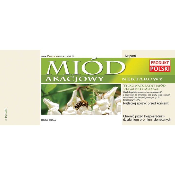 Paczka etykiet na miód akacjowy (100szt) - wzór E43