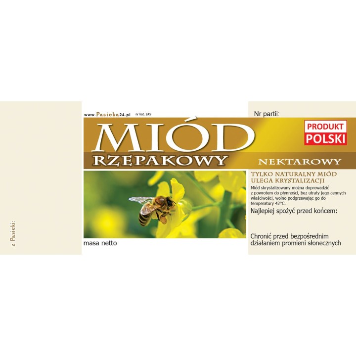 Paczka etykiet na miód rzepakowy (100szt) - wzór E45