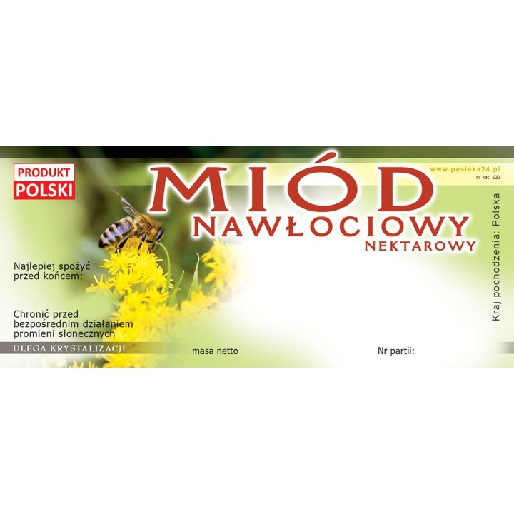 Paczka etykiet na miód nawłociowy – wzór E23