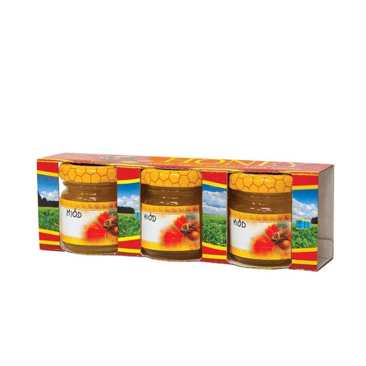 Pudełko HONEY na 3 słoiki 50g (35ml) wraz z mini etykietkami (10szt) – P3d