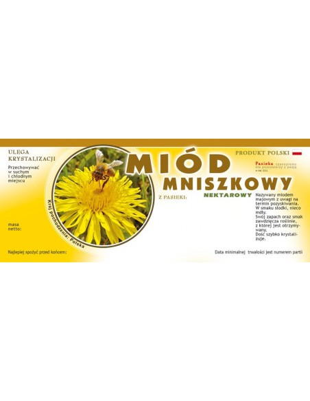 Paczka dużych etykiet na miód mniszkowy (100szt) - wzór E111