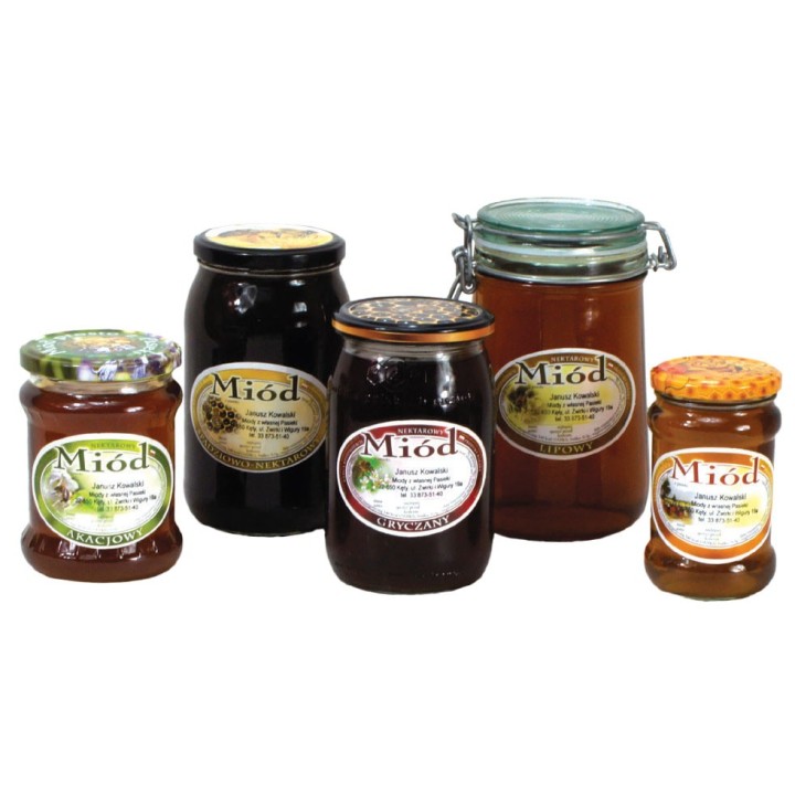 Paczka etykiet owalnych na miód wielokwiatowy (100szt) - wzór E301