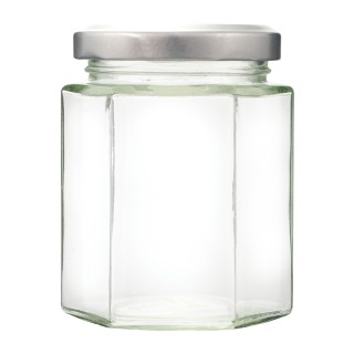 Paczka 12 szt słoiczków sześciokątnych 270 ml z zakrętką wzór A52